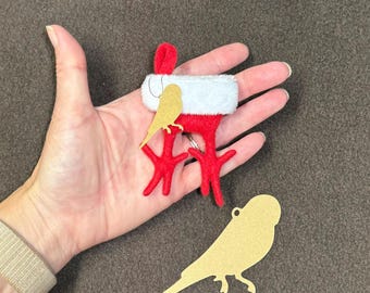 TINY Parakeet, Budgie Butt, Zygodactyl Bird foot shaped Christmas stocking/ ornament
