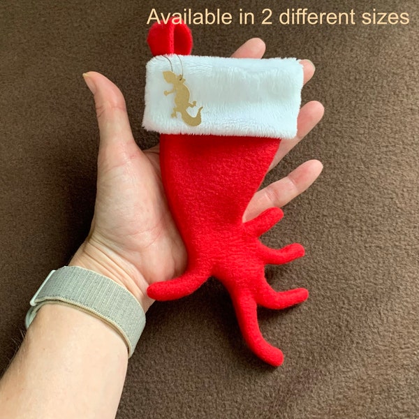 Leopard Gecko Foot Shaped Christmas Stocking: Small Tank Size, Reptile Gift