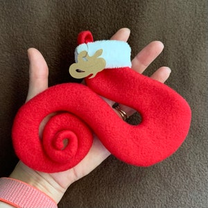 TINY coiled snake tail shaped Christmas stocking, ornament, Reptile, ball python, hognose, garter, snek, boop noodle, snake gift