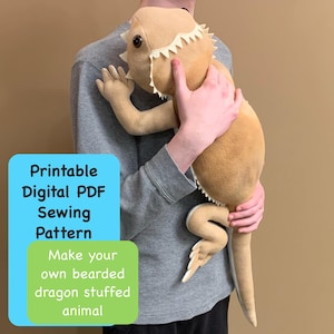 Huggable Beardie Stuffie PDF Sewing Pattern and Tutorial Booklet, Bearded Dragon, Printable PDF