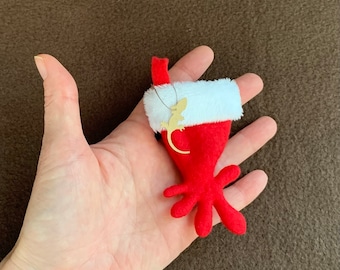 TINY Crested Gecko, Eyelash Gecko Christmas Stocking, Unique gift, Reptile Christmas, foot shaped stocking, ornament