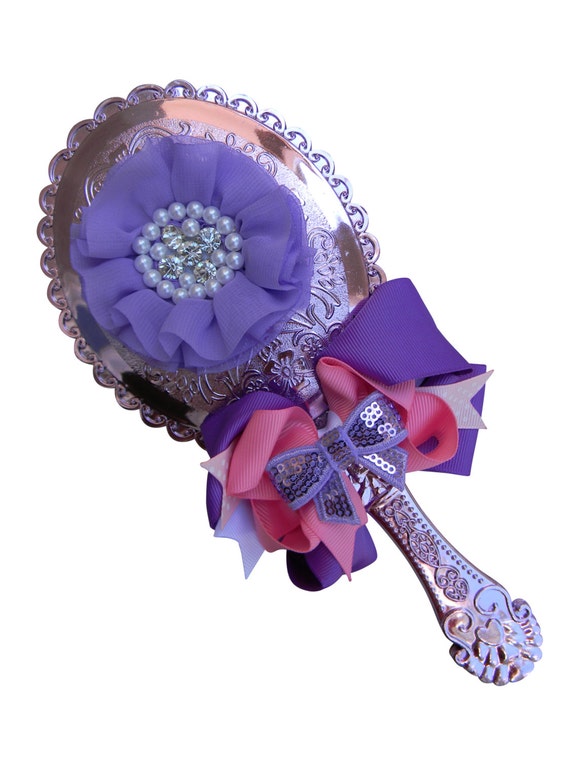 Princess Vanity Hand Mirror With Pink Purple Boutique Bow and Etsy