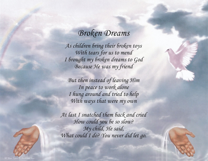 Inspirational Poem Broken Dreams Etsy