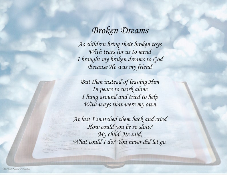 Inspirational Poem Broken Dreams Etsy