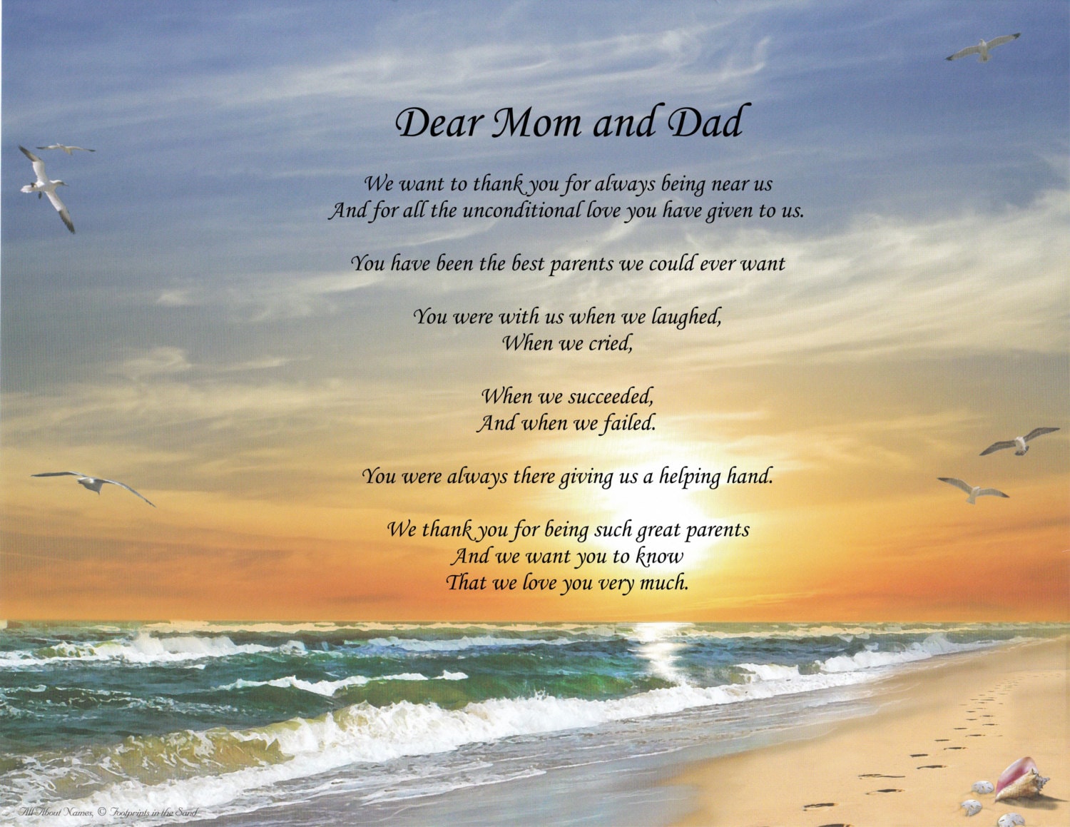 Personalized Poem Dear Mom and Dad - Etsy