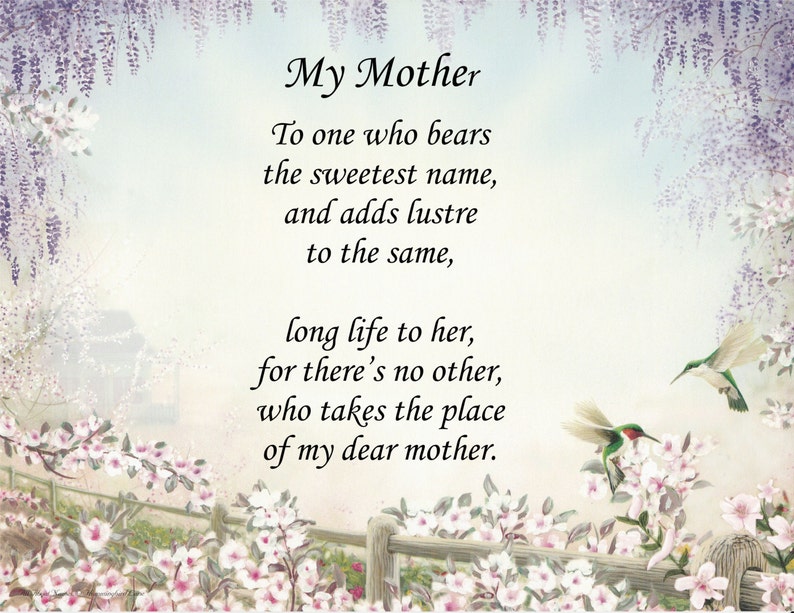 Poem My Mother | Etsy