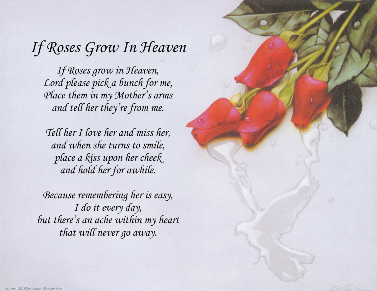 Poem If Roses Grow in Heaven Etsy