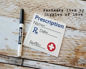 Pretend Play Prescription Pad - Embroidery Handmade Child Gift Doctor Nurse Medical Educational Imagination