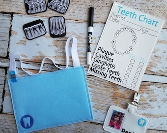 Pretend Play Dentist Set - Embroidery Handmade Child Gift Dentist Educational Imagination