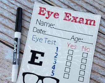 Pretend Play Reusable Eye Exam Form - Embroidery Handmade Child Gift Educational Imagination Optometrist Toy