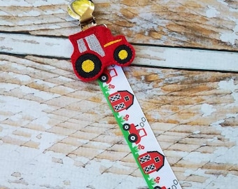Baby Pacifier Clip - Red Barn and Tractor Farm