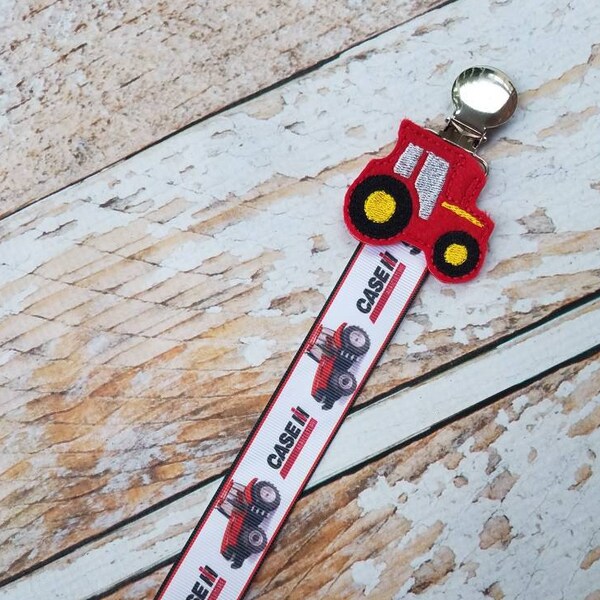 Baby Pacifier Clip - New Red Tractor, Farming Farm Farmer, Country Boy Girl (Shabby Rose or Feltie Option)