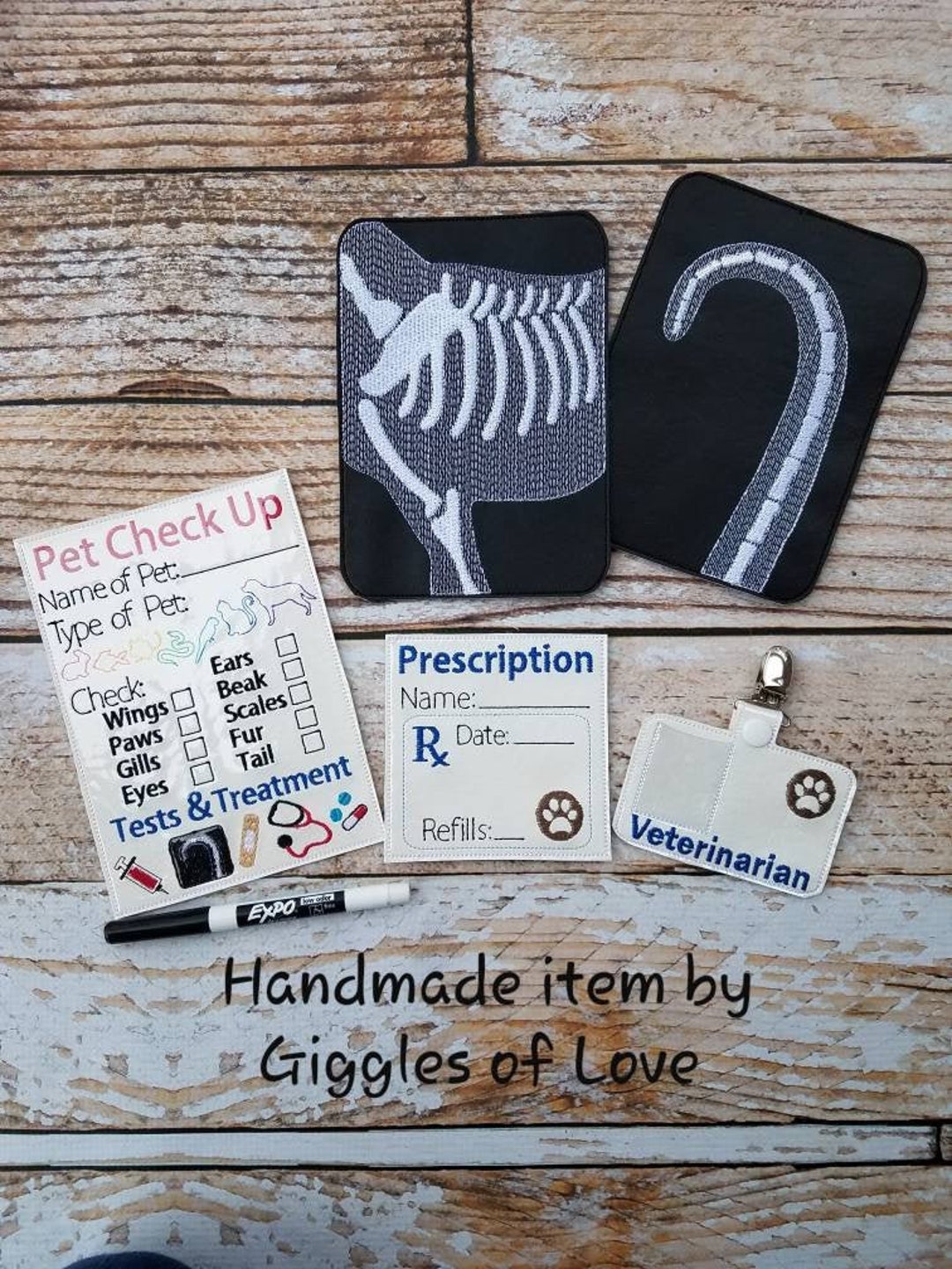 Pretend Play Veterinarian Vet Set Embroidery Handmade Child - Etsy