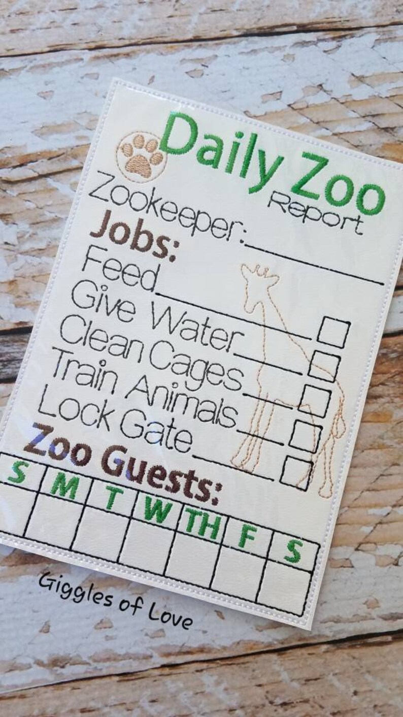 Pretend Zookeeper Check in Report Form Pretend Play Etsy