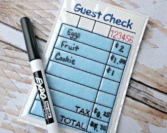 Pretend Play Guest Check with Marker: Reusable Restaurant Toy