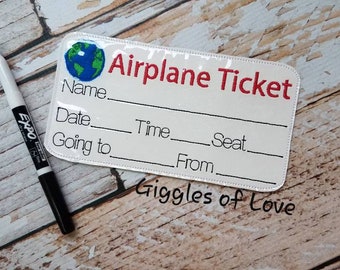 Pretend Play Reusable Airline Ticket - Embroidery Handmade Child Gift Educational Imagination Pretend Play (ticket w/marker)