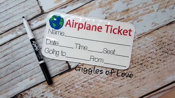 Pretend Play Reusable Airline Ticket Embroidery Handmade - Etsy