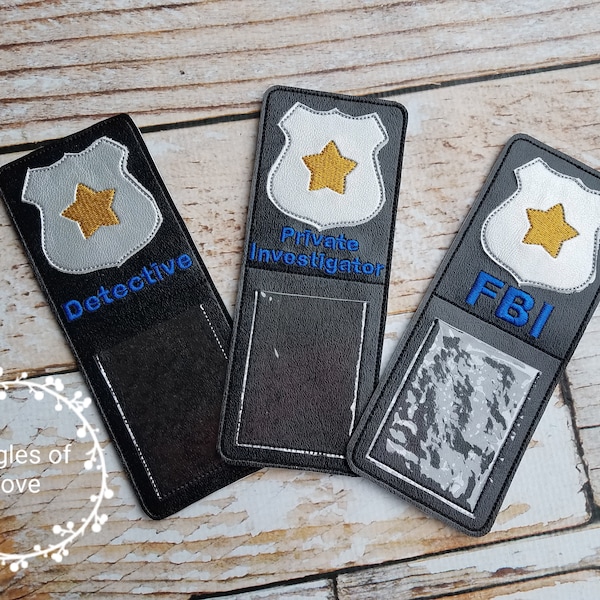 Pretend Play FBI Private Investigator or Detective Flip ID Badge - Pick one or whole set - Handmade Gift Preschool Educational Imagination