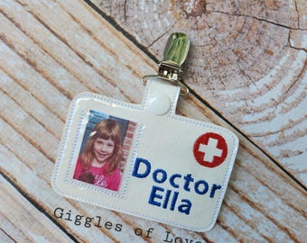 Personalized Pretend Play Doctor Badge - Handmade Child Gift Doctor Educational Imagination