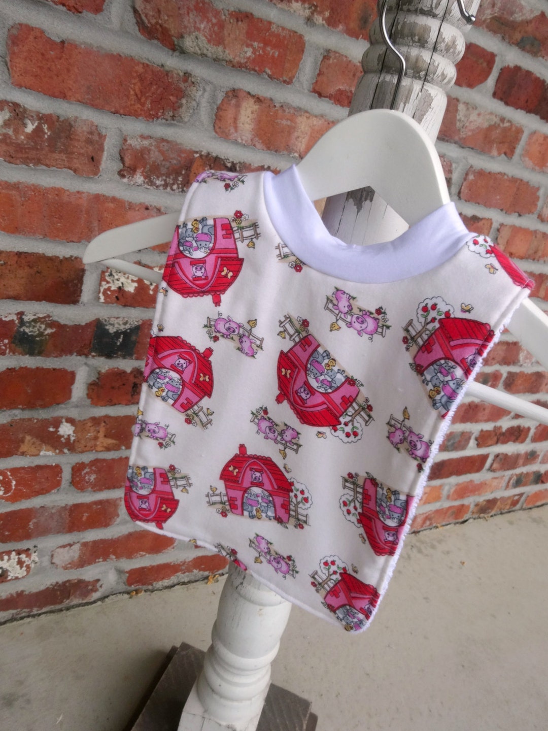 Infant or Toddler Pull Over Bib Large Red Barn and Farm Etsy
