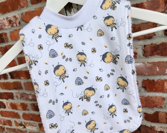 Infant or Toddler Pull Over Bib (Flannel and Terry Cloth) - Friendly Bubblebees