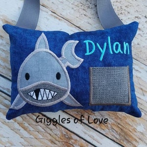 Tooth Fairy Pillow with Pocket (Personalized Option) - Missing Tooth Shark