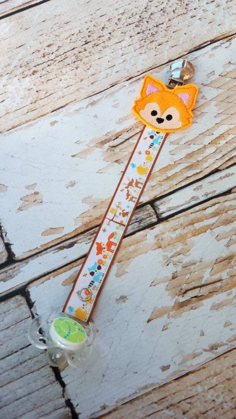 Baby Pacifier Clip Forest Friends Wilderness Woodland Baby Fox Deer Raccoon Hedgehog Shabby Rose or Feltie Option image 2