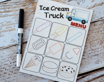 Pretend Ice Cream Truck Menu Form: Reusable Toy with Marker