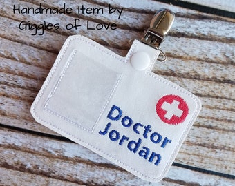 Personalized Pretend Play Doctor Badge - Handmade Child Gift Doctor Educational Imagination