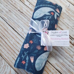 Whales & Coral Flowers Flannel Receiving Blanket (Personalizable)