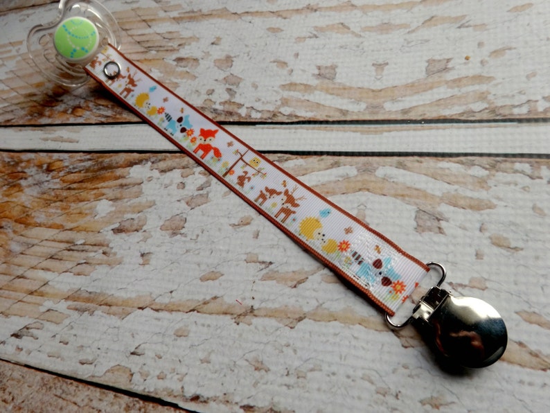 Baby Pacifier Clip Forest Friends Wilderness Woodland Baby Fox Deer Raccoon Hedgehog Shabby Rose or Feltie Option image 4