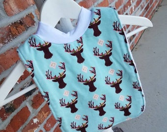 Infant or Toddler Pull Over Bib (Flannel and Terry Cloth) - Girly Deer Silhouette