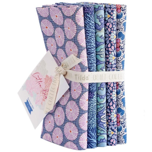 Ensemble Fat Quarter de plage bleu/violet en coton Tilda