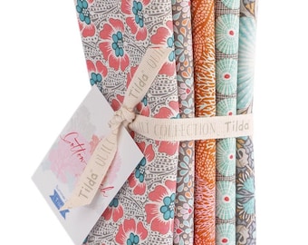 Tilda Cotton Beach Orange/Brown Fat Quarter Set