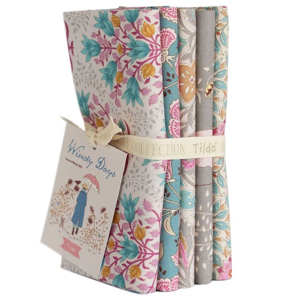 Tilda Windy Days Grey Fat Quarter Set