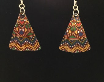 Triangular tin earrings from Turkish tin
