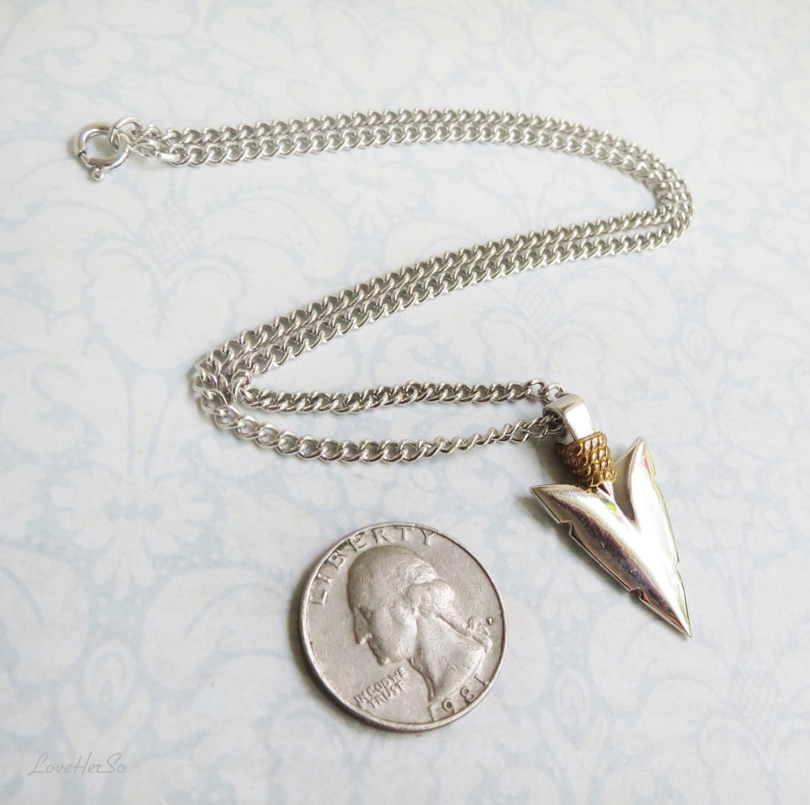 Avon Arrowhead Necklace Vintage Silver Gold Arrow Necklace Etsy Canada