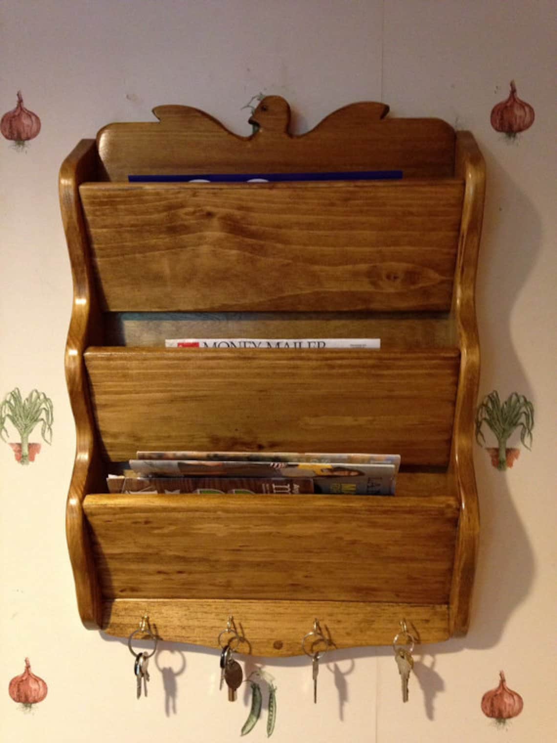 Wall Mail Organizer Rack 16w x 23 h Handcrafted Etsy