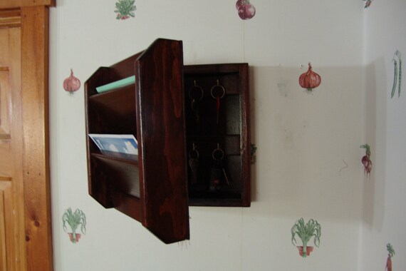 Hidden Key Box Mail Organizer Handcrafted Wooden Wall Etsy
