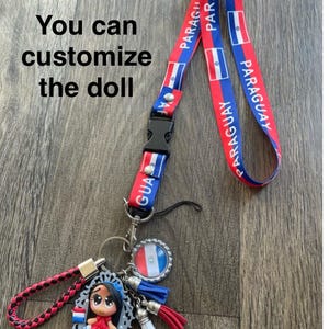 Paraguay Republic Keychain country Flag Handmade 3D Doll lanyard  Key chain key holder key bag charm Blue key bag charm