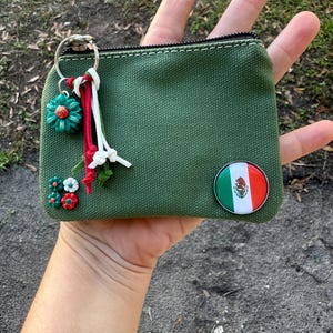 Mexican coin purse handmade/ Mexico flag monedero/ Mexican coin gift with flag