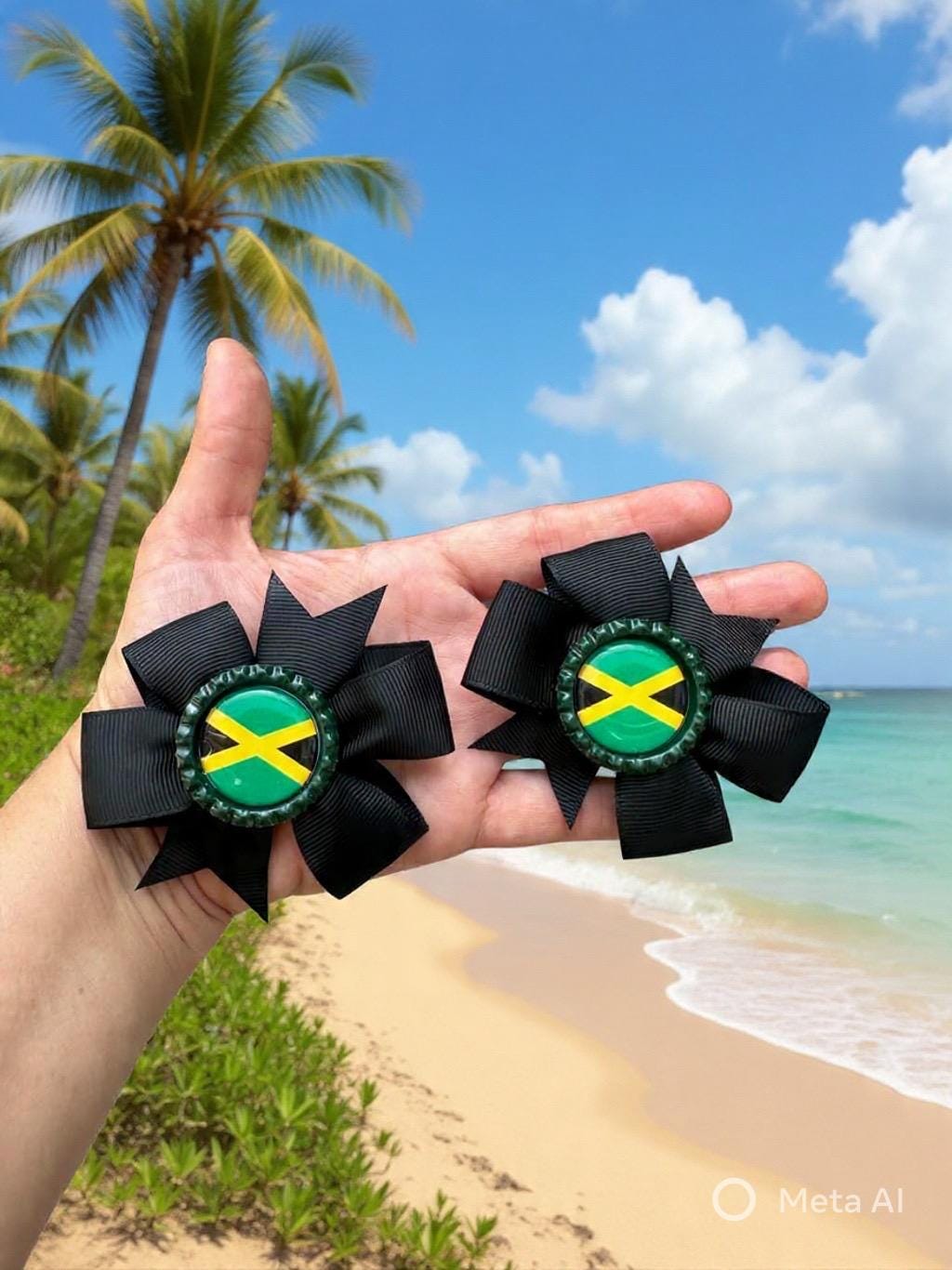 Jamaican Flag Hair Bow - Etsy display picture 2