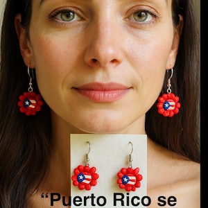 Pendientes Puerto Rico/ Pendientes bandera Puerto Rico/ Pendientes colgantes Puerto Rico flag / Pendientes Amapola / pendientes flor manga