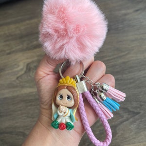 Virgin virgen de Fatima  handmade keychain Mother Mary catholic virgin our lady Nuestra Señora Inmaculada Concepcion