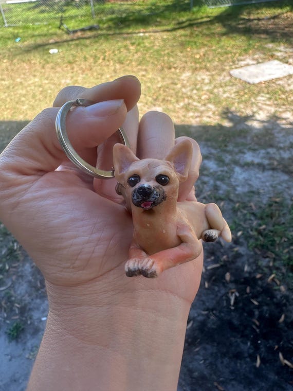 Chihuahua Dog Keychain Realistic Chihuahua Keychain Gift for Dog