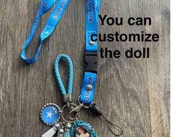Personalized Lanyard Somalia Africa Flag - African Flag Key Chain - Doll porcelain Keychain XL - Somalia Keychain