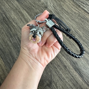 Schnauzer English dog keychain, realistic puppy keychain gift for dog lovers dog charm personalized dog key chain pet key chain bag charm