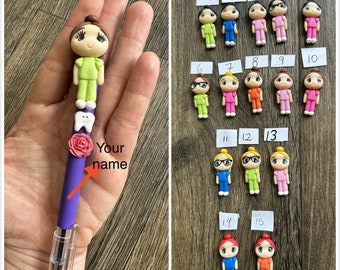 Personalized, Porcelain odontology dental pen, handmade and hand painted, craft pen, writing pen, gift pen