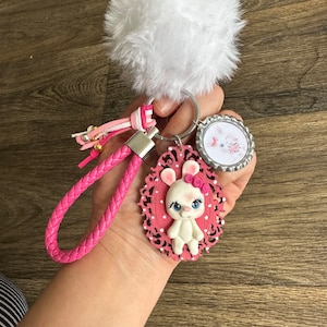 BUNNY KEYCHAIN, Rabbit keychain , pet rabbit owner gifts, rabbit lover gift, pet memorial keychain, pet loss gifts, clay rabbit