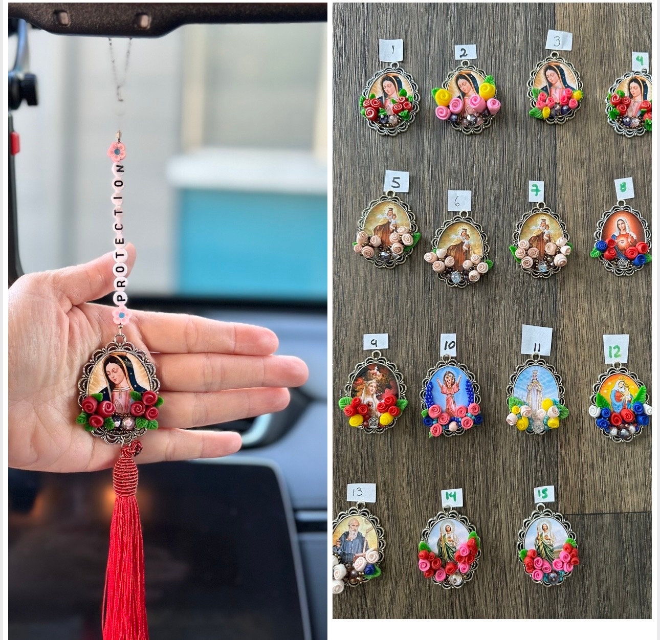 10 Pcs Virgin Mary Jesus Charms,Rosary Virgen de Guadalupe Silicone Focal Character Spacer Beads for Pens DIY Jewelry Keychain Bracelet Making